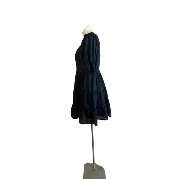 Abercrombie & Finch Baby Doll Puff Sleeve Swiss Dot Navy Blue Puff Sleeve Dress - Picture 9 of 12